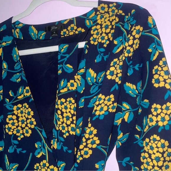 J Crew Wrap Dress Size 6 Long Sleeve Midi Floral Boho - Picture 4 of 10